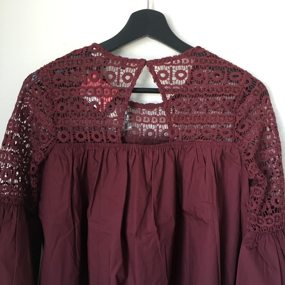 NWT Endless Rose Burgundy Louvre Crochet Boho Top - Picture 5 of 8